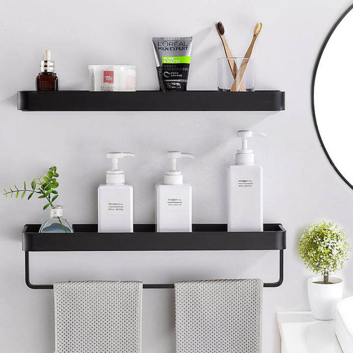 Self Adhesive Bathroom Wall Shelf with Towel Bar Wall Mount Kitchen