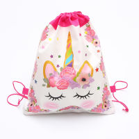 12pcslot Girls Favors Backpack Birthday Party Unicorn Theme Mochila Baby Shower Decorate Drawstring Gifts Loot Candy Bags