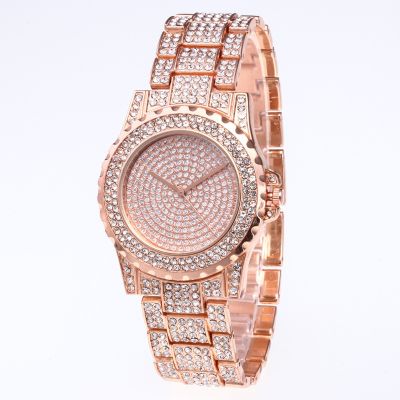 【Hot seller】 Explosive foreign trade watches womens diamond-studded starry steel belt fashion casual suit alloy quartz watch