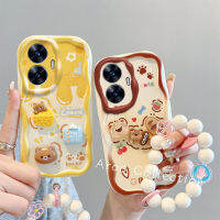 Phone Case เคส Realme C55 NFC C30s C30 ลูกบาศก์กระต่ายสีรุ้งตุ๊กตาการ์ตูนเคสโทรศัพท์ป้องกันเลนส์กันกระแทกฝาครอบอ่อนพร้อมสร้อยข้อมือดอกไม้2023