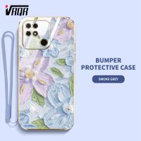 VRQR เคสสำหรับ โทรศัพท์ Xiaomi POCO C40 POCO C3 C31 Redmi 10C 9C 10A Redmi 10 Power พาวเวอร์สไตล์ภาพวาดภาพสีน้ำมันกรอบเคสนิ่มเคลือบอิเล็คโทรเพลทแบนพร้อมฟรีสายคล้อง