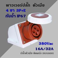 พาวเวอร์ปลั๊ก กันน้ำ ตัวเมีย (ติดผนัง แบบลอย) 4 ขา 3P+E 380Vac 16A,32A  IP67 เพาเวอร์ปลั๊ก SFN-1142 SFN-1242 Power plug