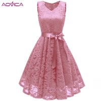 【CC】 Aovica 2018 New Womens Dresses Floral Crochet Hollow Out Vestido Patchwork Office