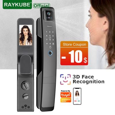 RAYKUBE DF5 Tuya กล้อง Wifi ล็อคอัจฉริยะ3D ลายนิ้วมือดิจิตอลจดจำใบหน้าประตูล็อคอัจฉริยะอิเล็กทรอนิกส์ Tuya แอป/ คีย์/การ์ด