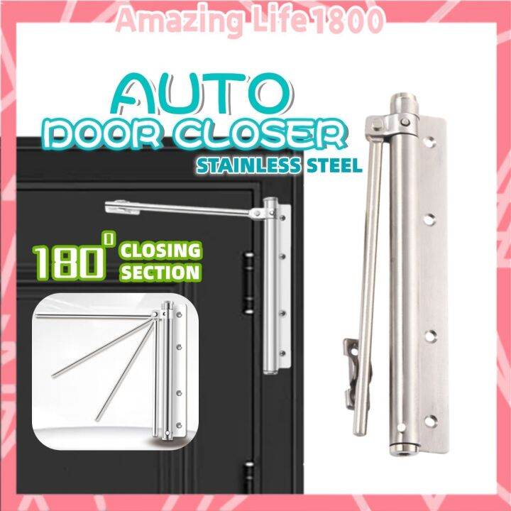 Stainless Steel Automatic Adjustable Door Closer Hinge Spring Silent