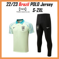 Ready Stock Brazil Jersey Shirt 22/23 POLO Training Jersi Man Football Jersey Shorts Sleeves 2022 2023 Men Soccer Jersey Shirt