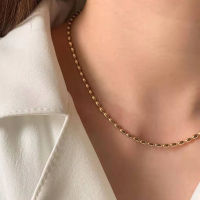 Minimalist Stainless Steel 18K Gold Plated Rice Beads Chain Choker Necklace For Women Jewelry