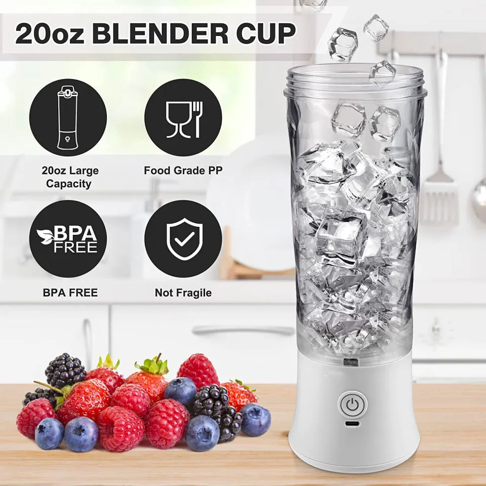 Portable Blender, Rechargeable Water Resistance Blender for Shakes   Smoothies, Small Mini Fruit Juicer Mixer with 4000mAh Battery, 3D Blades   600ML for Camping/Travel/Gym Lazada PH