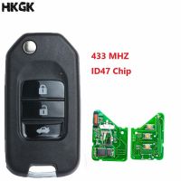 【✲High Quality✲】 haokao5 3ปุ่มกุญแจรีโมต433Mhz พร้อมชิป Id47สำหรับ Honda Accord Fit Xrv City Greiz The 9th