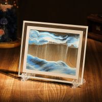 Moving Sand Picture Frame Liquid Landscape Painting Glass Photo Desk Ornaments 3D Vision Flowing Sand Painting with Photo Frame