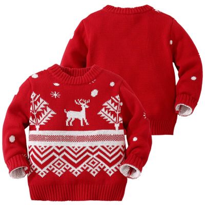 Baby Boy Warm Long Sleeve Sweaters Autumn Children Clothes Red Christmas Deer Kids Sweater For Girl Winter Baby Knitt Coat Tops