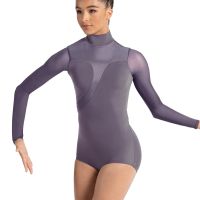 ❣ MiDee Dance Leotards for Girls Women Splice Half High Neck Long Sleeves Lyrical Stage Costume Contemporary Ballet Dance Outfit