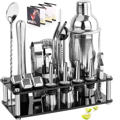 Bartender Kit, Boston tail Shaker Set With Acrylic Stand,Stainless Steel Ice Cube , For Mixed Drinks Martini Bar เครื่องมือ Set