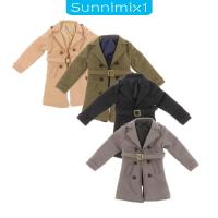 [Sunnimix1] เสื้อโค้ทยาว พร้อมเข็มขัด กระดุมคู่ สเกล 1:12 สําหรับตุ๊กตา ฟิกเกอร์ทหาร 1/12