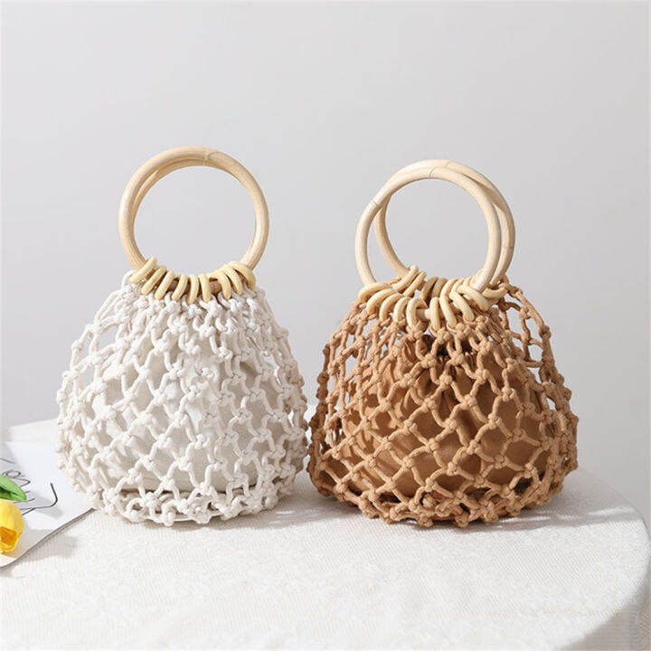 fashion-wrist-pack-ladies-tote-summer-handbag-bucket-shoulder-bag-straw-handbag-rattan-purse-fishnet-shoulder-bag