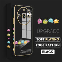 [ฟรีสายคล้อง] สำหรับ Realme 11 Pro 5G Realme 11 Pro + 5G เคสมือถือ Pac-Man เคสขอบสี่เหลี่ยมเกมลายการ์ตูนเคสโทรศัพท์นิ่มชุบหรูหรา