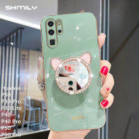 เคสโทรศัพท์ซิลิโคนสำหรับ Huawei P30 P30โปร P30 P40 P40 P50โปร P50แมวน่ารักยอดนิยมเคสโทรศัพท์กระจกแต่งหน้าไรน์สโตนเคสนิ่มเคลือบอิเล็คโทรเพลทหรูหราและทันสมัย