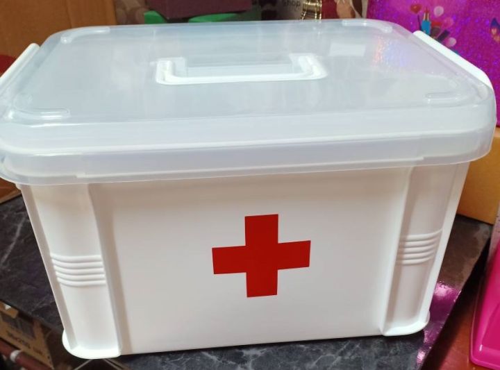 กล่องปฐมพยาบาล-กล่องพยาบาล-กล่องเก็บ-กล่องอเนกประสงค์-กล่องเก็บอุปกรณ์-กล่องอุปกรณ์-สองชั้น-แบบแยกชั้น-กล่องเก็บยา-กล่องสองชั้น