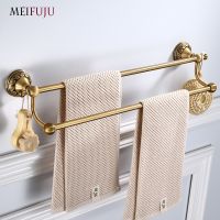 Antique Single Double Towel Bar Aluminum Bathroom Towel Rack Wall Mounted Pendant Towel Rail Rack Holders Bronze Bath Products