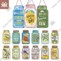 Putuo Decor Lemon Tea Signs Mason Jar Shape Wooden Signs Irregular Plate for Home Decoration Kitchen Wall Decor Hanging Plaque