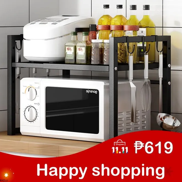 Kitchen Organizer Microwave Oven Rack Expandable and Height Adjustable Kitchen Storage Shelf 12