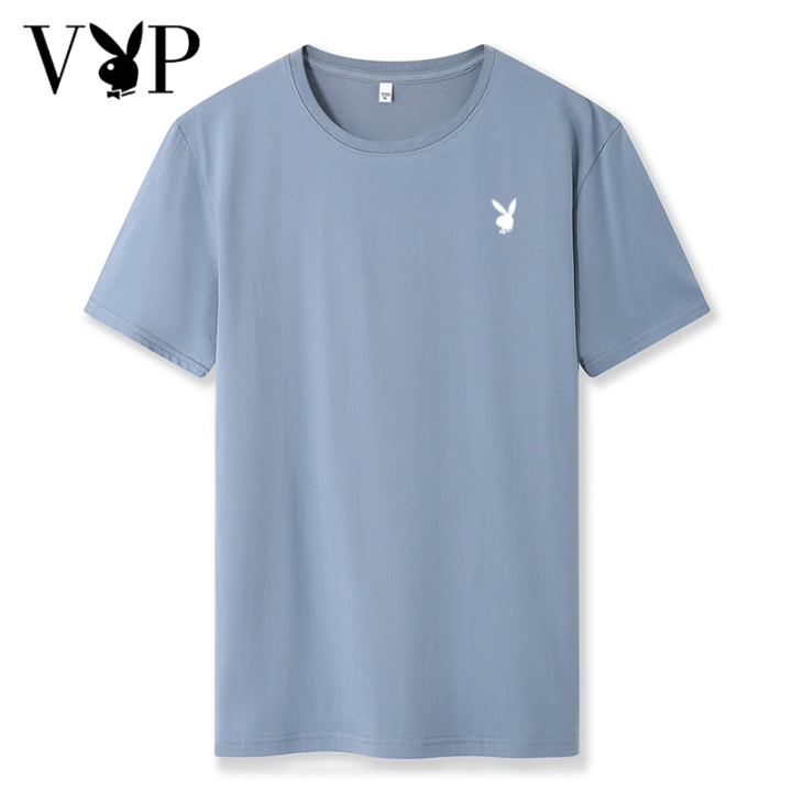 playboy-vip-men-s-เสื้อยืดแขนสั้น-pure-สีเสื้อคอกลม-all-match-top-2021ฤดูร้อนใหม่ครึ่งแขนเสื้อยืด