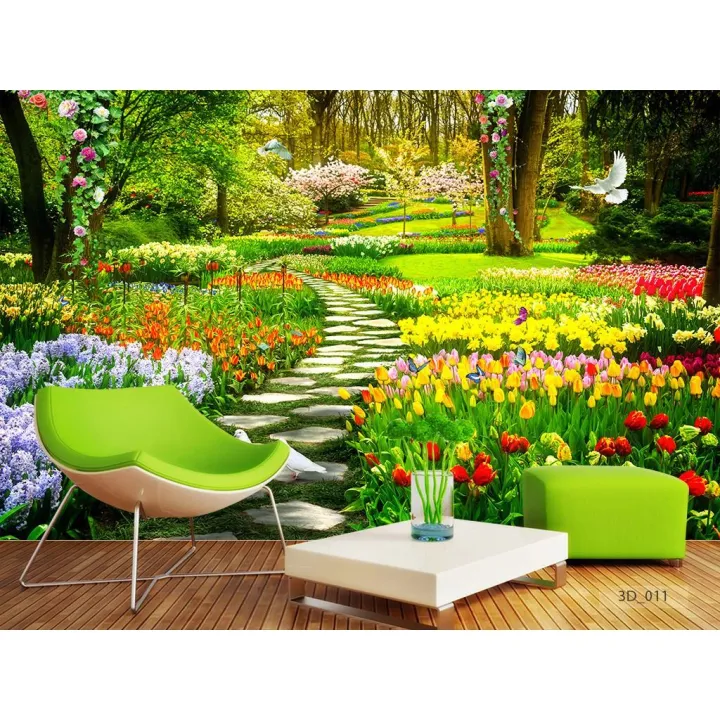 Wallpaper Taman Bunga 3D - Wallpaper Pemandangan Alam- Wallpaper