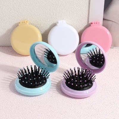 【CC】 Small Size Hair Comb with Folding Mirror Traveling Massage Styling Tools