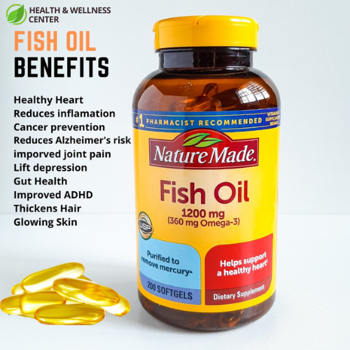Nature Made Fish Oil 1200mg Omega 3 Supplement 200 soft gel Omega-3 ...