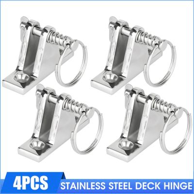 4PCS 316 Stainless Steel Angled Deck Hinge Quick Release Pin Mount Fitting Hardware for Marine Kayak Canoe Bimini Boat Accessories