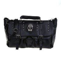 กระเป๋าสะพายไหล่แฟชั่นยอดนิยมสำหรับผู้หญิง Punk Rivet Skull สีดำ