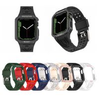 ♝ Sports Silicone Strap For Apple Watch7 Replacement Watch Band With Protective Case Adjustable Soft Solid Color Bracelets Adult