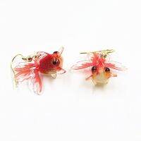 Lovely Glitter Goldfish Drop Earrings for Women Girls 3D Good Luck Koi Fish Animal Dangle Earrings