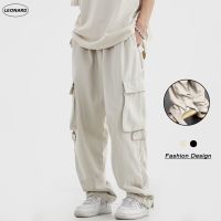 Korean Vintage Baggy Cargo Pants for Men Casual Loose Wide Leg Pants Multi Pocket Plus Size Cotton Long Pants