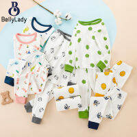 2 Pieces Kids Pajamas Set Cartoon Printing Long Sleeves Round Neck Shirt Trousers Underwear Suit【fast】