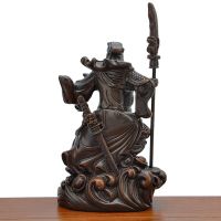 Imitation Wood Statue Of Guan Gong，Resin Technology，Modern Art Sculpture，God Of War Guan Yu，Home Decoration God Of Wealth Statue