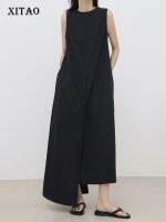 XITAO Dress Black Simplicity Casual Sleeveless Dress