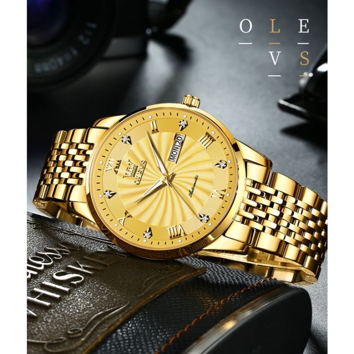 olevs-6630-นาฬิกาผู้ชายและผู้หญิงนาฬิกากลไกระดับไฮเอนด์ของแท้