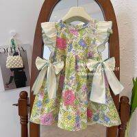 2023 new brand princess summer dress with bowknot cute style kids wear clothing toddler girl dress  by Hs2023