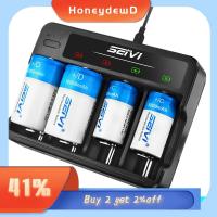 HONEYDEWD สากล ชาร์จไฟได้ ไฟ LED แสดงสถานะ อะแดปเตอร์ แท่นชาร์จเร็ว 4ช่อง เครื่องชาร์จแบตเตอรี่อัจฉริยะ