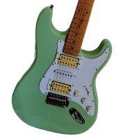 ใหม่!!! สีสีเขียวอ่อนกีต้าร์ไฟฟ้า ST,ตัวแข็ง,Fretboard เมเปิ้ล,Pickguard สีขาว