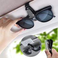 Car Glasses Case Universal 2 in 1 Auto Sun Visor Sunglasses Holder Card Stand Multicolor Glasses Clip Car Accessories Interior Eyewear case