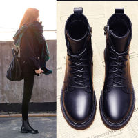 Autumn Boots Womens Shoes Womens Shoes Fashion Round Leather Ankle Boots 2021 Winter Stretch Black Boots Comfortable Boots