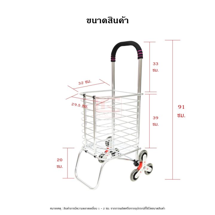 รถ-รถเข็น-รถตะกร้าเข็นของ-รถเข็นสแตนเลส-รถเข็นของ-ตะกร้าช้อปปิ้ง-รถแบกของ-พับได้-3-ล้อ-ขึ้นลงบันไดสะดวก-ไม่ต้องยก-ล้อลูกปืน-ที่จับนุ่ม