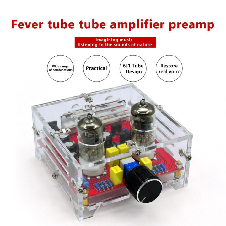 pcbfun-เครื่องผลิตน้ำดีท่อ6j1-xh-a201กระดานเวทีหน้าบอร์ดปรับโทนเสียงระดับ-hifi-แผงเครื่องขยายเสียงสำเร็จรูปพร้อมฝาครอบอะคริลิค