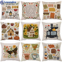 Lezandra【ready Stock】Flannel สแควร์ปลอกหมอนข้างเตียง,Pastoral Home บรรยากาศการ์ตูนอะนิเมะหมอนอิงลายฝาครอบป้องกันที่มองไม่เห็นซิป45x45cm