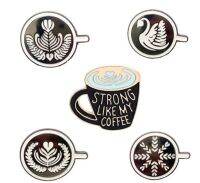 New Creative 5pcs/set Coffee Cups Series Brooches Metal Lapel Pins European Pop Latte Art Pattern Badges Jacket Backpack Decor