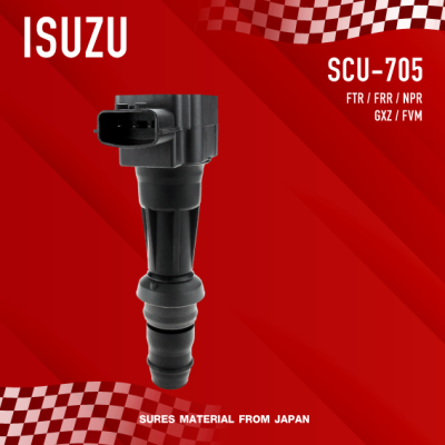 SURES ( ประกัน 1 เดือน ) คอยล์จุดระเบิด ISUZU - FTR / FRR / NPR / GXZ / FVM ตรงรุ่น - SCU-705 - MADE IN JAPAN - คอยล์หัวเทียน อีซูซุ หกล้อ