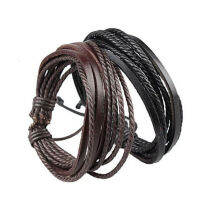 Lace Up Fashion Leisure Adjustable Multilayer Bracelet PU Leather