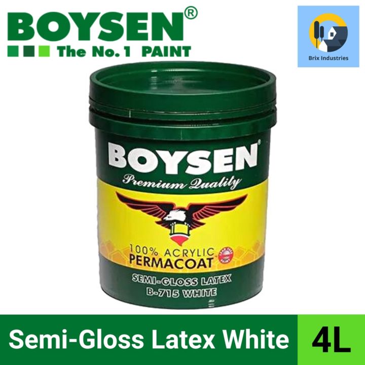 ♜Boysen Permacoat Semi-Gloss Latex White 4 Liters (Gallon) #B-715 100 ...